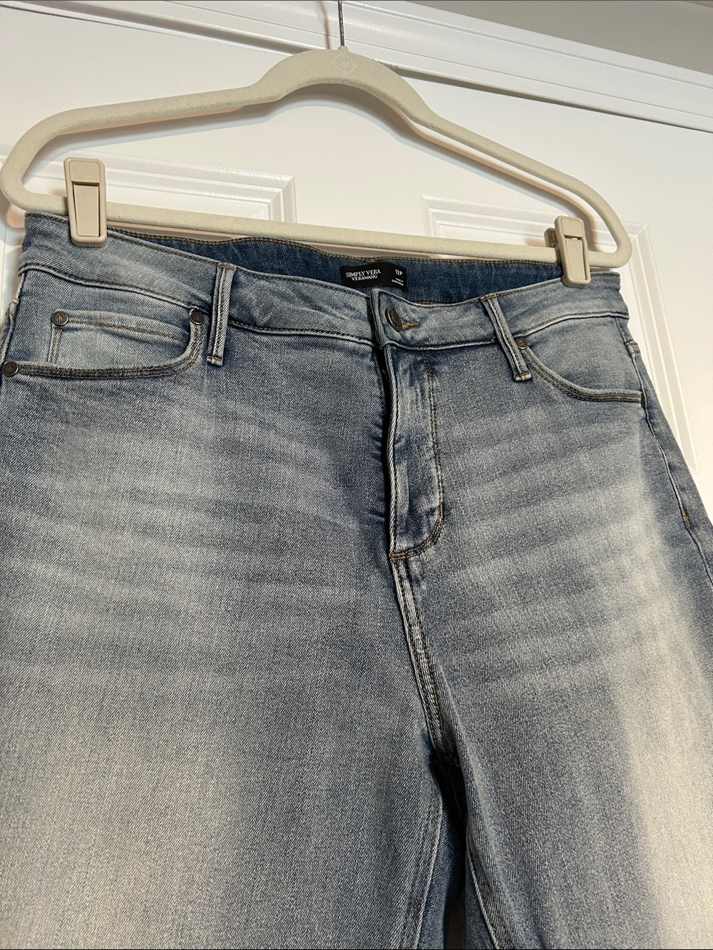 Simply Vera Light Blue Wide Leg Jeans w/ Embellished Cuffs Women's 12 Petite - Picture 8 of 11